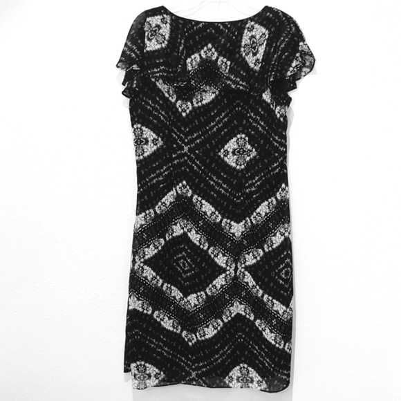 Karin Stevens Black & White Lined Ruffle Dress Women Size 12 - Picture 2 of 9